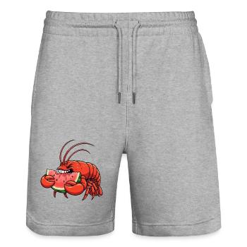 Sweet Lobster Summer Cartoon Watermelon Fruity - Stanley/Stella Trainer Unisex Organic Jogging Shorts - heather grey - Front - Nik (191cm) & Marisol (170cm)