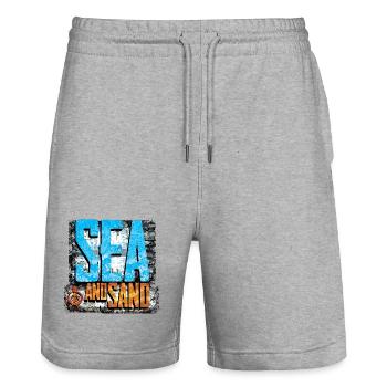 Mer et sable Plage rétro de la paix - Short de jogging bio TRAINER Stanley/Stella unisexe - gris chiné - Devant - Nik (191cm) & Marisol (170cm)