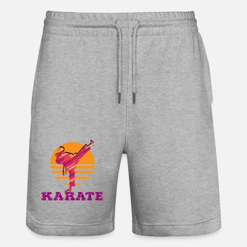 Karaté Coucher de soleil Silhouette - Short de jogging bio TRAINER Stanley/Stella unisexe - gris chiné