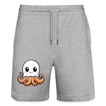 Pieuvre Halloween fantôme - Short de jogging bio TRAINER Stanley/Stella unisexe - gris chiné - Devant - Nik (191cm) & Marisol (170cm)