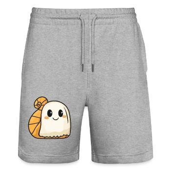 Schnecke Halloween Geist - Stanley/Stella Unisex Bio Joggingshorts Trainer  - Grau meliert - Vorne - Nik (191cm) & Marisol (170cm)