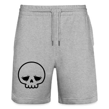Sad Skull | Emo & Goth Design - Stanley/Stella Trainer Unisex Organic Jogging Shorts - heather grey - Front - Nik (191cm) & Marisol (170cm)