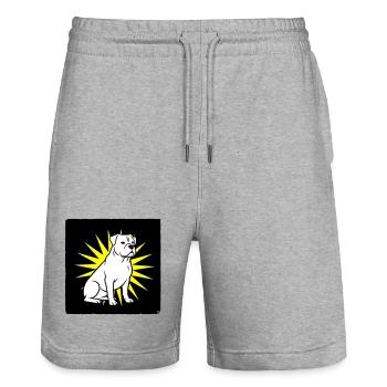 Cool Dog in Punk Rock & Pop Art Style - Stanley/Stella Trainer Unisex Organic Jogging Shorts - heather grey - Front - Nik (191cm) & Marisol (170cm)