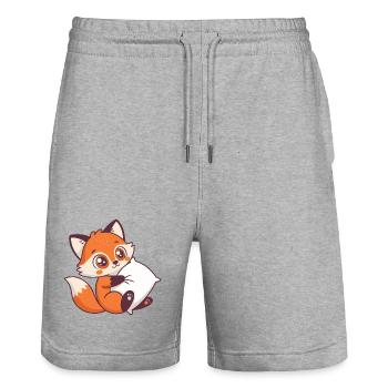 Renard cosy et oreiller - Short de jogging bio TRAINER Stanley/Stella unisexe - gris chiné - Devant - Nik (191cm) & Marisol (170cm)