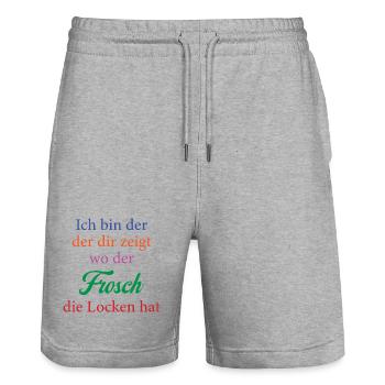 Frosch und seine Locken Farbtypografie - Stanley/Stella Unisex Bio Joggingshorts Trainer  - Grau meliert - Vorne - Nik (191cm) & Marisol (170cm)