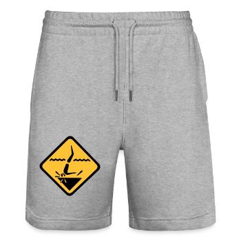 Diving Sign Graphic - Stanley/Stella Trainer Unisex Organic Jogging Shorts - heather grey - Front - Nik (191cm) & Marisol (170cm)
