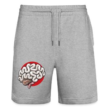 Gehirn Hirn Brain - Stanley/Stella Unisex Bio Joggingshorts Trainer  - Grau meliert - Vorne - Nik (191cm) & Marisol (170cm)