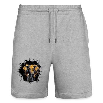 Elephant Splash - Stanley/Stella Trainer Unisex Organic Jogging Shorts - heather grey - Front - Nik (191cm) & Marisol (170cm)