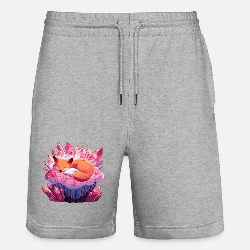 Petit Renard sur Cupcake en Cristal - Short de jogging bio TRAINER Stanley/Stella unisexe - gris chiné