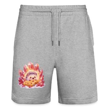 Kristall-Igel mit Cookie - Stanley/Stella Unisex Bio Joggingshorts Trainer  - Grau meliert - Vorne - Nik (191cm) & Marisol (170cm)