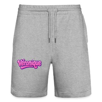 Graffiti-Name Véronique kann auf allem gedruckt werden! - Stanley/Stella Unisex Bio Joggingshorts Trainer  - Grau meliert - Vorne - Nik (191cm) & Marisol (170cm)
