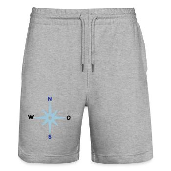 Compass Cardinal Directions Star Compass Maritime - Stanley/Stella Trainer Unisex Organic Jogging Shorts - heather grey - Front - Nik (191cm) & Marisol (170cm)