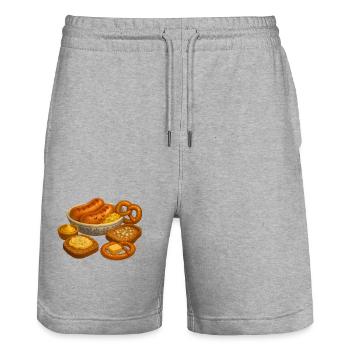 Wurstteller - Stanley/Stella Unisex Bio Joggingshorts Trainer  - Grau meliert - Vorne - Nik (191cm) & Marisol (170cm)