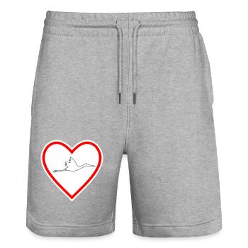 Cigogne du Cœur - Short de jogging bio TRAINER Stanley/Stella unisexe - gris chiné - Devant - Nik (191cm) & Marisol (170cm)