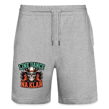 Line Dance Of course Skull Cowboy - Stanley/Stella Trainer Unisex Organic Jogging Shorts - heather grey - Front - Nik (191cm) & Marisol (170cm)