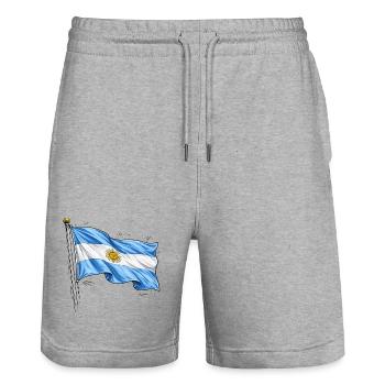Argentina Flag - Stanley/Stella Trainer Unisex Organic Jogging Shorts - heather grey - Front - Nik (191cm) & Marisol (170cm)