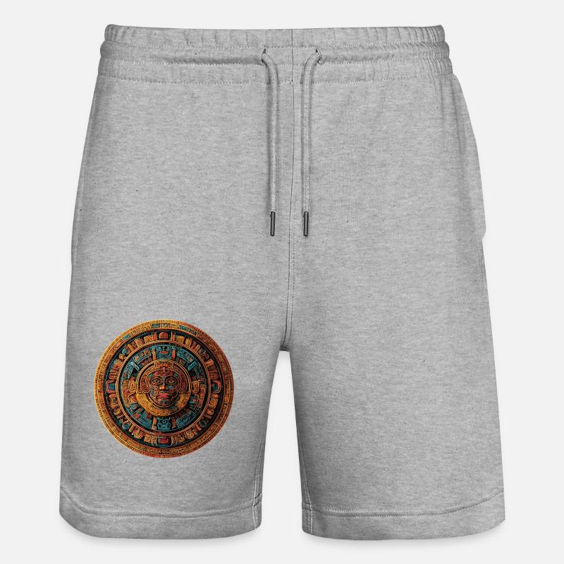 Mandala de Pierre de Soleil Aztèque - Short de jogging bio TRAINER Stanley/Stella unisexe - gris chiné