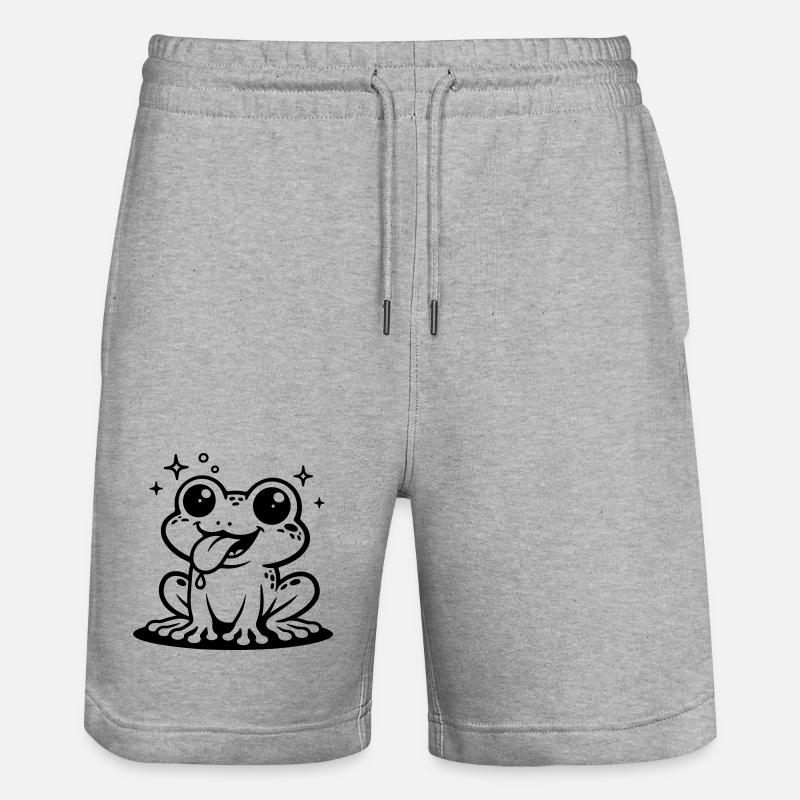 Toad Comic Frog - Stanley/Stella Trainer Unisex Organic Jogging Shorts - heather grey
