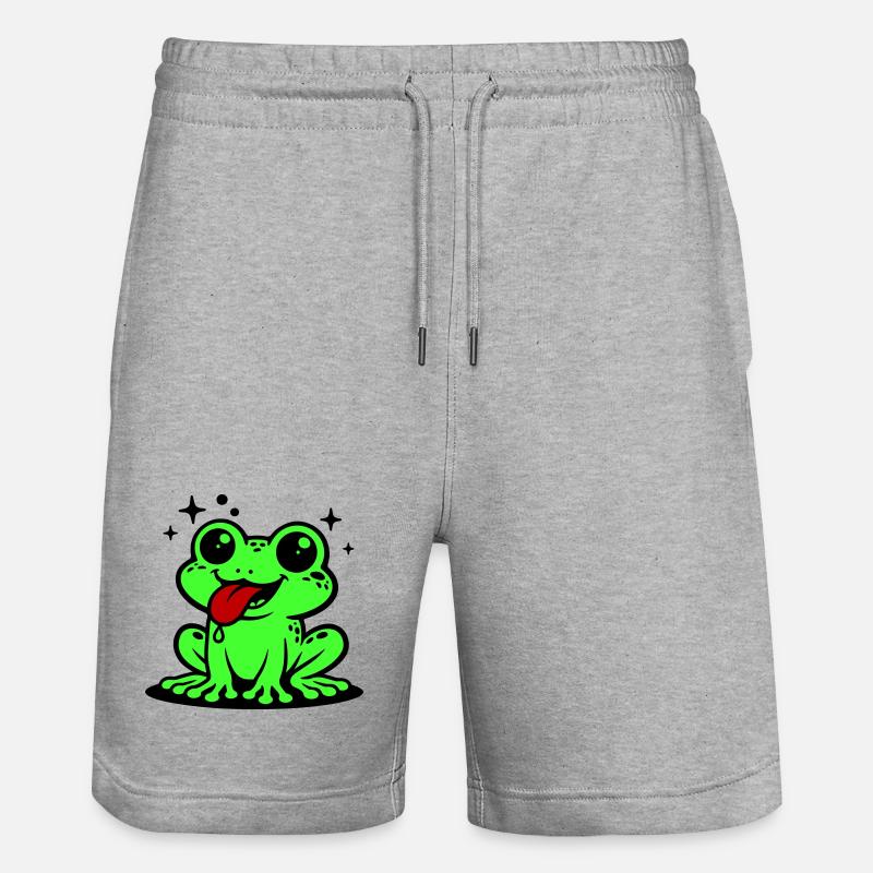 Toad Comic Frog - Stanley/Stella Trainer Unisex Organic Jogging Shorts - heather grey