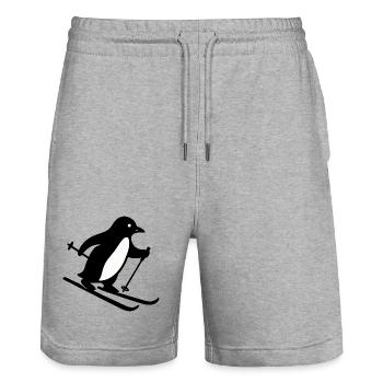 Süßer Pinguin Skifahrer Wintersport Cartoon Silhou - Stanley/Stella Unisex Bio Joggingshorts Trainer  - Grau meliert - Vorne - Nik (191cm) & Marisol (170cm)