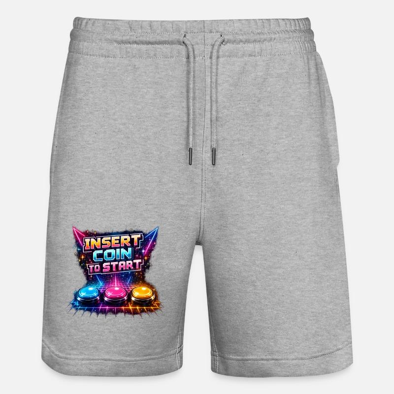 Retro Arcade Neon – Insert Coin - Stanley/Stella Unisex Bio Joggingshorts Trainer  - Grau meliert