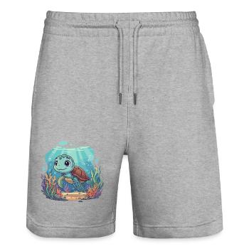 Unterwasser-Turtelkarikatur - Stanley/Stella Unisex Bio Joggingshorts Trainer  - Grau meliert - Vorne - Nik (191cm) & Marisol (170cm)