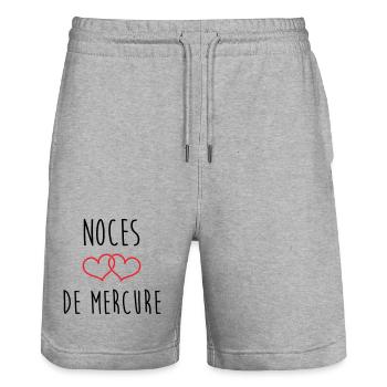 Mercury wedding anniversary, 38 years of marriage - Stanley/Stella Trainer Unisex Organic Jogging Shorts - heather grey - Front - Nik (191cm) & Marisol (170cm)