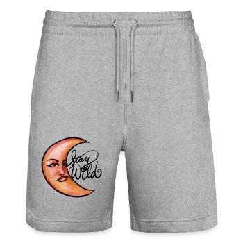 Moonlit Crescent Portrait Watercolor - Stanley/Stella Trainer Unisex Organic Jogging Shorts - heather grey - Front - Nik (191cm) & Marisol (170cm)