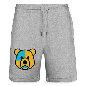 Niedlicher Bär - Stanley/Stella Unisex Bio Joggingshorts Trainer  - Grau meliert - Vorne - Nik (191cm) & Marisol (170cm)