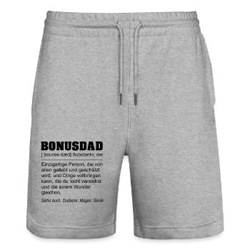 Bonusdad Definition – Lustiges Stiefvater Geschenk - Stanley/Stella Unisex Bio Joggingshorts Trainer  - Grau meliert - Vorne - Nik (191cm) & Marisol (170cm)