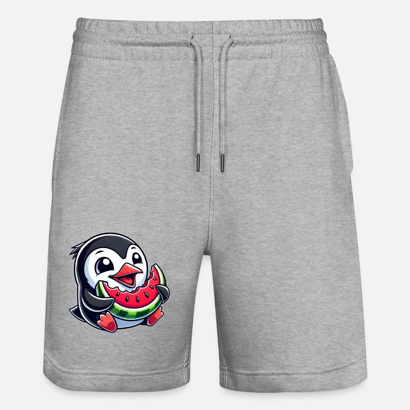 Pingouin avec pastèque fruit d’été - Short de jogging bio TRAINER Stanley/Stella unisexe - gris chiné