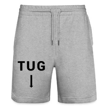 Remorqueur TUG - Capitaine de voilier maritime - Short de jogging bio TRAINER Stanley/Stella unisexe - gris chiné - Devant - Nik (191cm) & Marisol (170cm)