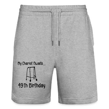 49th Birthday Party Funny 49 Years Old Birthday - Stanley/Stella Trainer Unisex Organic Jogging Shorts - heather grey - Front - Nik (191cm) & Marisol (170cm)