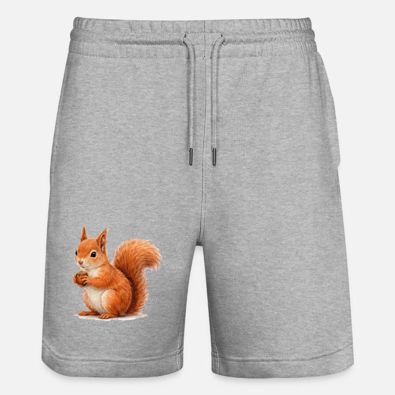 Eichhörnchen mit Eichel Illustration - Stanley/Stella Unisex Bio Joggingshorts Trainer  - Grau meliert
