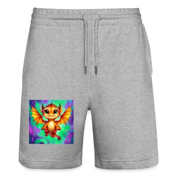 dragon - Short de jogging bio TRAINER Stanley/Stella unisexe - gris chiné - Devant - Nik (191cm) & Marisol (170cm)