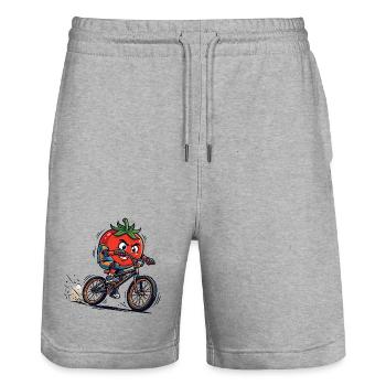 Dessin animé Cool Tomato BMX Rider - Short de jogging bio TRAINER Stanley/Stella unisexe - gris chiné - Devant - Nik (191cm) & Marisol (170cm)