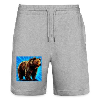 Bär - Stanley/Stella Unisex Bio Joggingshorts Trainer  - Grau meliert - Vorne - Nik (191cm) & Marisol (170cm)