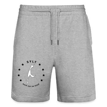 Sylt - Insel Nordsee Maritim Watt Meer - Stanley/Stella Unisex Bio Joggingshorts Trainer  - Grau meliert - Vorne - Nik (191cm) & Marisol (170cm)