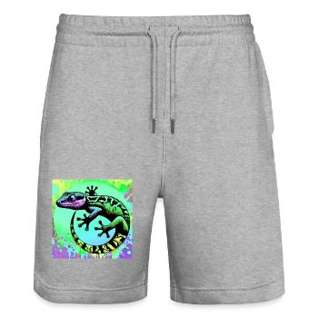 Gecko - Stanley/Stella Unisex Bio Joggingshorts Trainer  - Grau meliert - Vorne - Nik (191cm) & Marisol (170cm)
