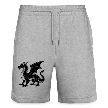 Drache - Stanley/Stella Unisex Bio Joggingshorts Trainer  - Grau meliert - Vorne - Nik (191cm) & Marisol (170cm)
