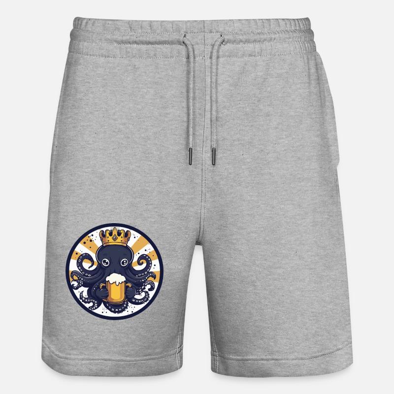 Bière pieuvre, drôle - Short de jogging bio TRAINER Stanley/Stella unisexe - gris chiné