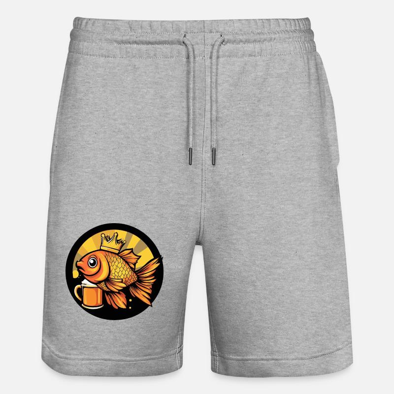 Bière poisson rouge, drôle - Short de jogging bio TRAINER Stanley/Stella unisexe - gris chiné