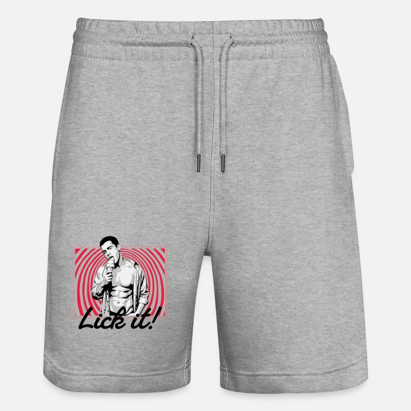 Retro Pop Art: Eiscreme Pose - Stanley/Stella Unisex Bio Joggingshorts Trainer  - Grau meliert