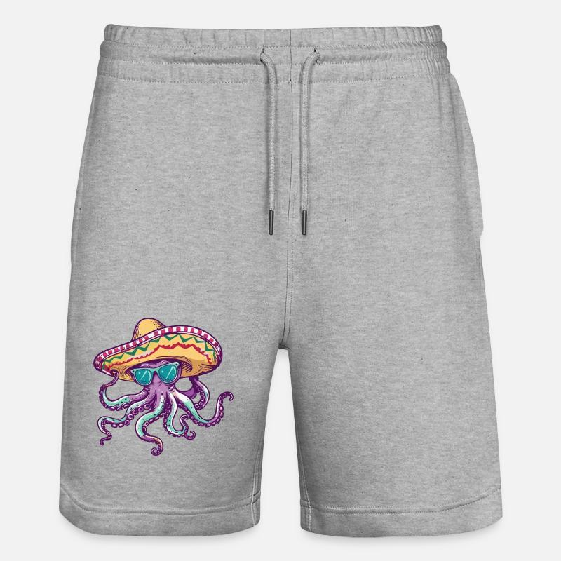 Sombrero drôle de pieuvre - Short de jogging bio TRAINER Stanley/Stella unisexe - gris chiné