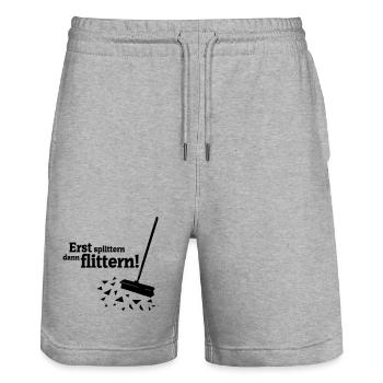 Polterabend - Stanley/Stella Unisex Bio Joggingshorts Trainer  - Grau meliert - Vorne - Nik (191cm) & Marisol (170cm)