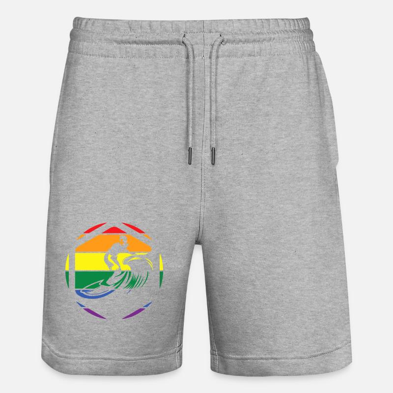 Rainbow Wave Surfer Circle - Stanley/Stella Unisex Bio Joggingshorts Trainer  - Grau meliert
