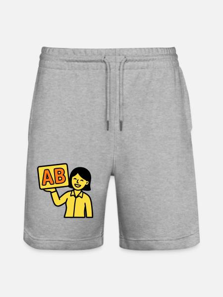 Teacher Elementary School ABC Vector - Stanley/Stella Trainer Unisex Organic Jogging Shorts - heather grey