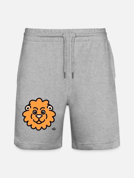 Lion Large - Stanley/Stella Trainer Unisex Organic Jogging Shorts - heather grey