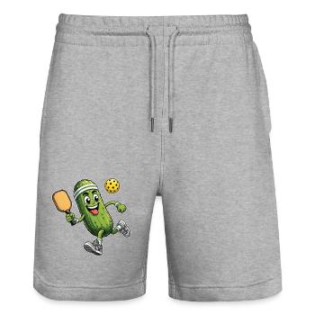 Pickle Playing Pickleball Paddle Sport - Stanley/Stella Unisex Bio Joggingshorts Trainer  - Grau meliert - Vorne - Nik (191cm) & Marisol (170cm)