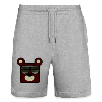 Bear with retro sunglasses - Stanley/Stella Trainer Unisex Organic Jogging Shorts - heather grey - Front - Nik (191cm) & Marisol (170cm)